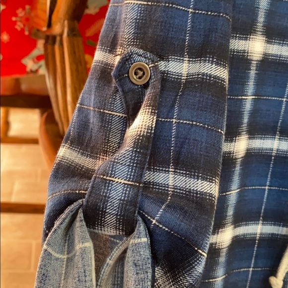 Rue21 Blue Flannel Button Down with Hoodie - Picture 5 of 6